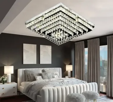 Đèn Ốp Trần Pha Lê Vuông Đa Tầng Sang Trọng | Đèn Trang Trí TLV