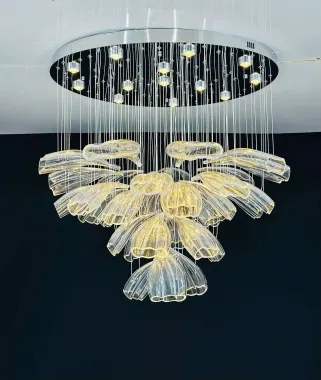 Đèn Mâm Thả Thủy Tinh Hình Hoa Nghệ Thuật TLV Cao Cấp